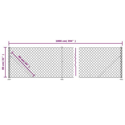vidaXL Συρματόπλεγμα Περίφραξης Ανθρακί 0,8 x 10 μ. με Βάσεις Φλάντζα