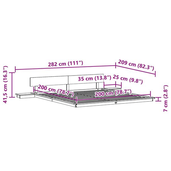 vidaXL Κρεβάτι με κομοδίνα 200x200εκ Μασίφ ξύλο