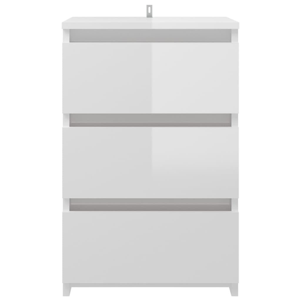vidaXL Κομοδίνα 2 τεμ. Γυαλιστερό Λευκό 40x35x62,5 εκ. από Επεξ. Ξύλο