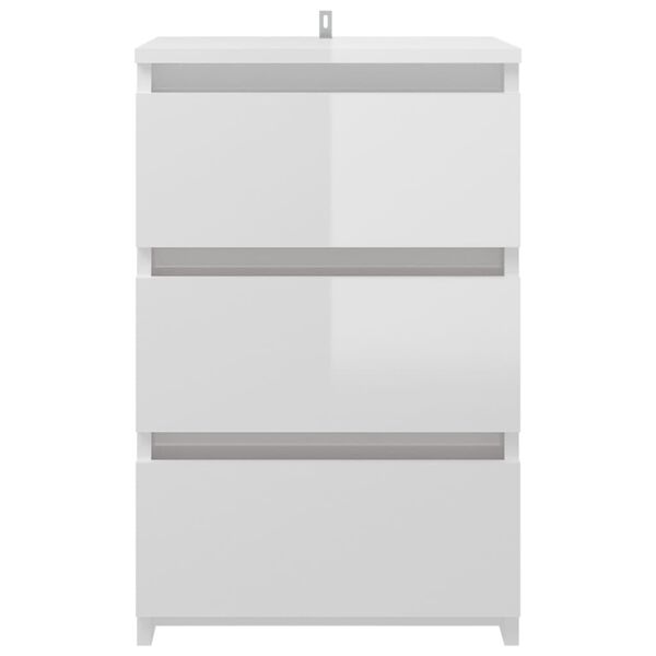 vidaXL Κομοδίνα 2 τεμ. Γυαλιστερό Λευκό 40x35x62,5 εκ. από Επεξ. Ξύλο
