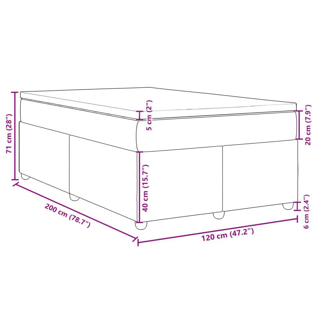 vidaXL Κρεβάτι Boxspring με Στρώμα Ανοιχτό Γκρι 120x200 εκ. Υφασμάτινο
