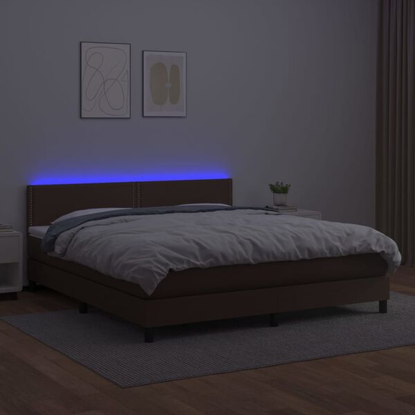 vidaXL &Kappa;&rho;&epsilon;&beta;ά&tau;&iota; Boxspring &mu;&epsilon; &Sigma;&tau;&rho;ώ&mu;&alpha; & LED &Kappa;&alpha;&phi;έ 160x200 &epsilon;&kappa;. &Sigma;&upsilon;&nu;&theta;. &Delta;έ&rho;&mu;&alpha;