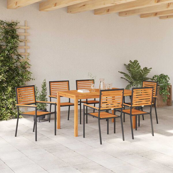 vidaXL Σετ Τραπεζαρίας Κήπου 7 pcs Μαύρο 140 x 80 x 74 cm