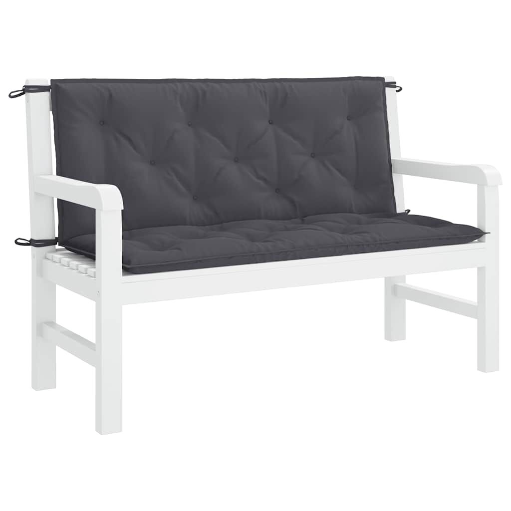 vidaXL Μαξιλάρι Πάγκου Κήπου Ανθρακί 100x(50+50)x7 εκ. Ύφασμα Oxford