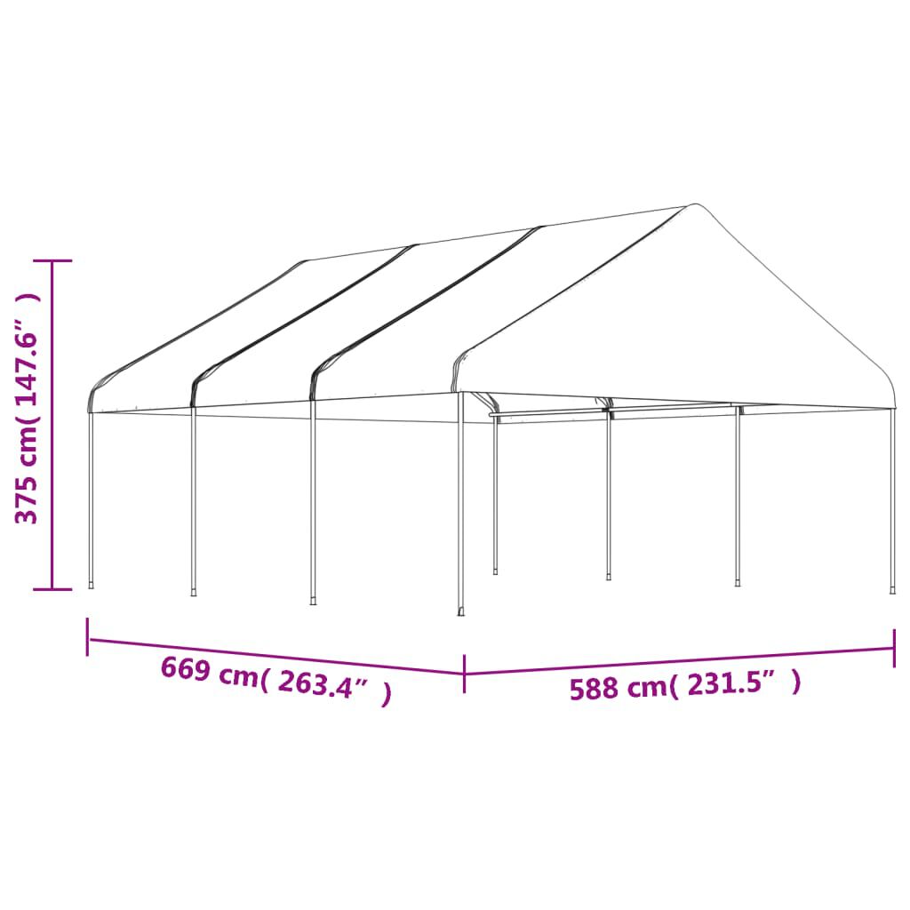 vidaXL Κιόσκι με Τέντα Λευκό 6,69 x 5,88 x 3,75 μ. από Πολυαιθυλένιο