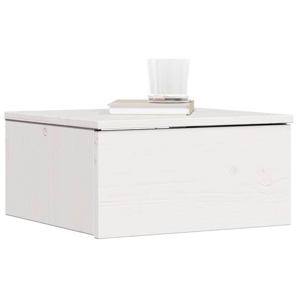vidaXL Κομοδίνο με συρτάρι Λευκό 37 x 35 x 18.5 εκ Μασίφ ξύλο πεύκου