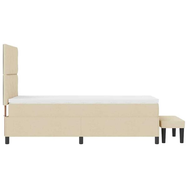 vidaXL Κρεβάτι με ελατήρια με στρώμα Κρεμ 90 x 190 cm ύφασμα