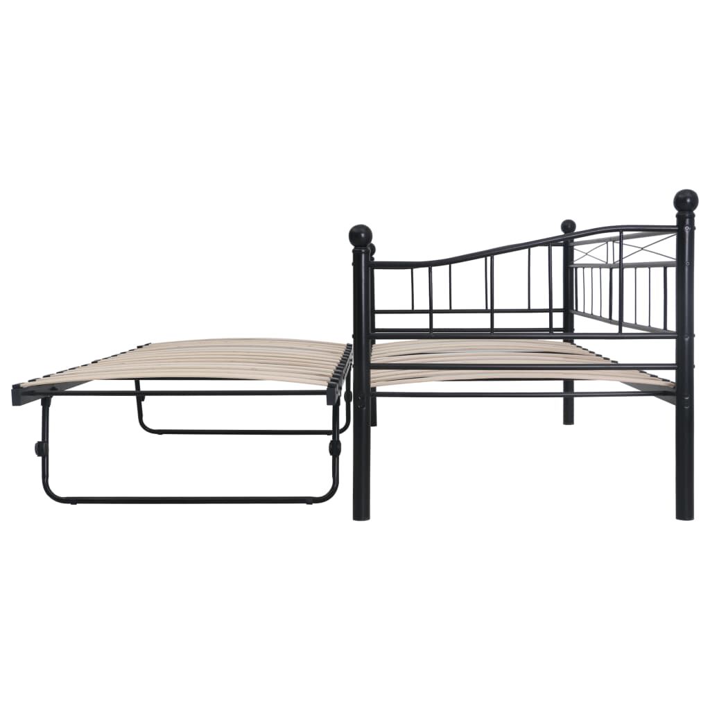vidaXL Πλαίσιο Κρεβατιού Μαύρο 180 x 200 / 90 x 200 εκ. Μεταλλικό