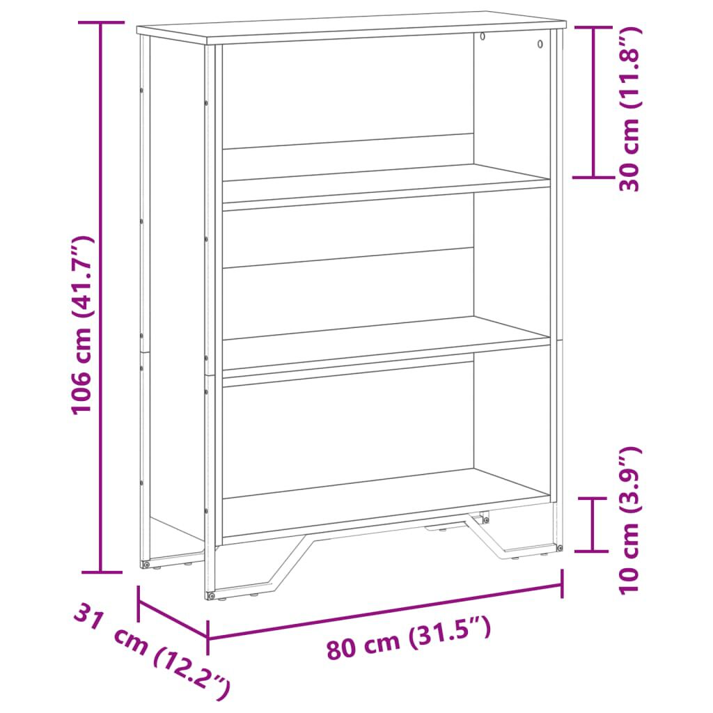 vidaXL Βιβλιοθήκη Sonoma Δρυς 80x31x106 εκ. από Επεξεργασμένο Ξύλο