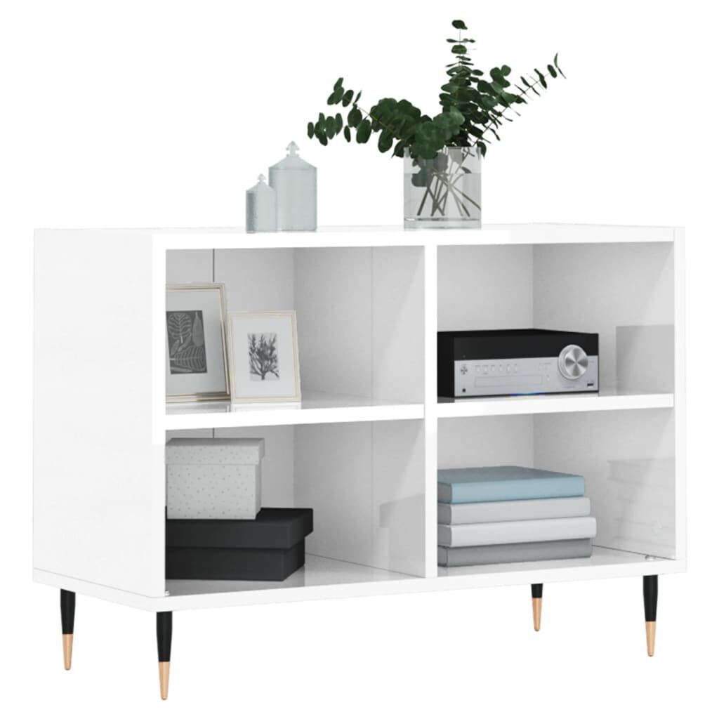 vidaXL Έπιπλο Τηλεόρασης Γυαλ. Λευκό 69,5x30x50 εκ. Επεξεργασμένο Ξύλο