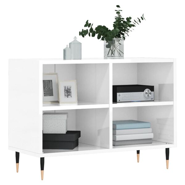 vidaXL Έπιπλο Τηλεόρασης Γυαλ. Λευκό 69,5x30x50 εκ. Επεξεργασμένο Ξύλο