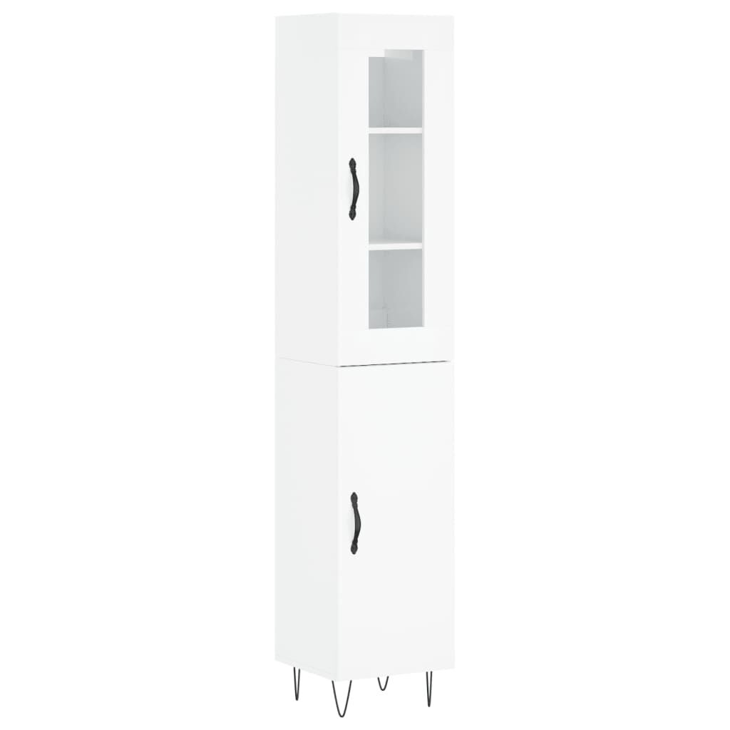 vidaXL Ντουλάπι Γυαλ. Λευκό 34,5 x 34 x 180 εκ. από Επεξεργασμένο Ξύλο