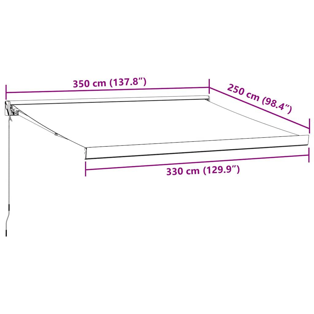 vidaXL Τέντα Πτυσσόμενη Χειροκίνητη Καφέ 350x250 εκ.