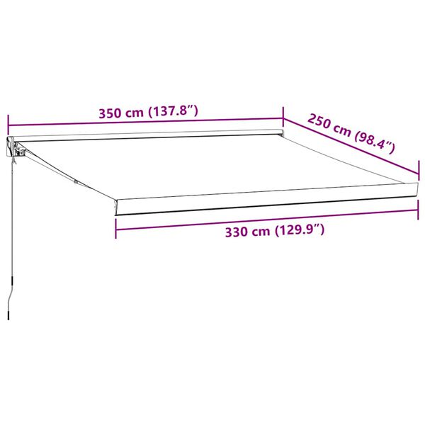 vidaXL Τέντα Πτυσσόμενη Χειροκίνητη Καφέ 350x250 εκ.