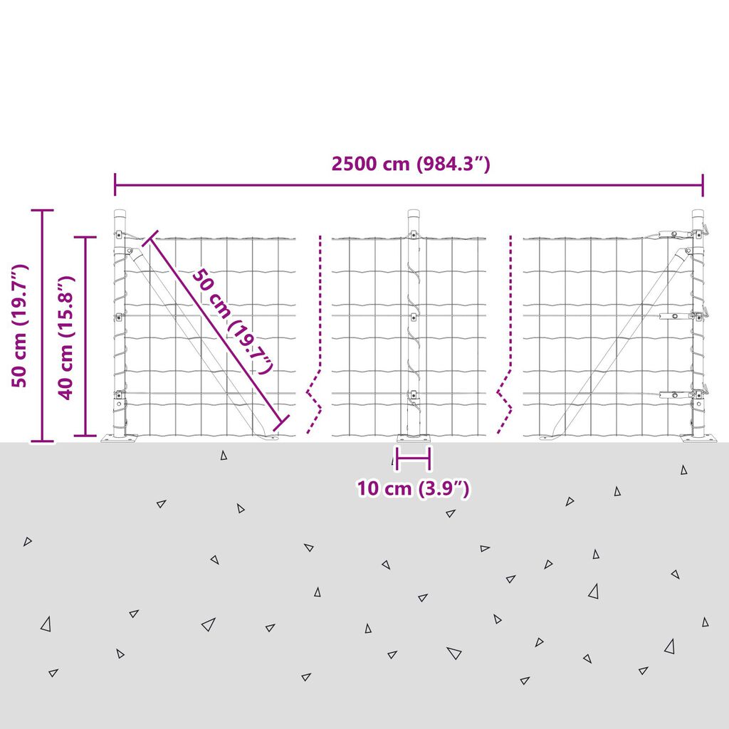 vidaXL Ευρωπαϊκός Φράχτης με 13 Επίπεδα Πόστα 0.4x25 μ Γαλβανισμένο Χάλυβα