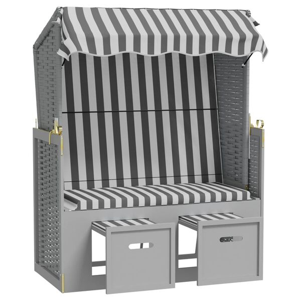 vidaXL &Xi;&alpha;&pi;&lambda;ώ&sigma;&tau;&rho;&alpha; Strandkorb &mu;&epsilon; &Sigma;&kappa;ί&alpha;&sigma;&tau;&rho;&omicron; &Gamma;&kappa;&rho;&iota;/&Lambda;&epsilon;&upsilon;&kappa;ό &Sigma;&upsilon;&nu;&theta;. &Rho;&alpha;&tau;ά&nu;/&Xi;ύ&lambda;&omicron;