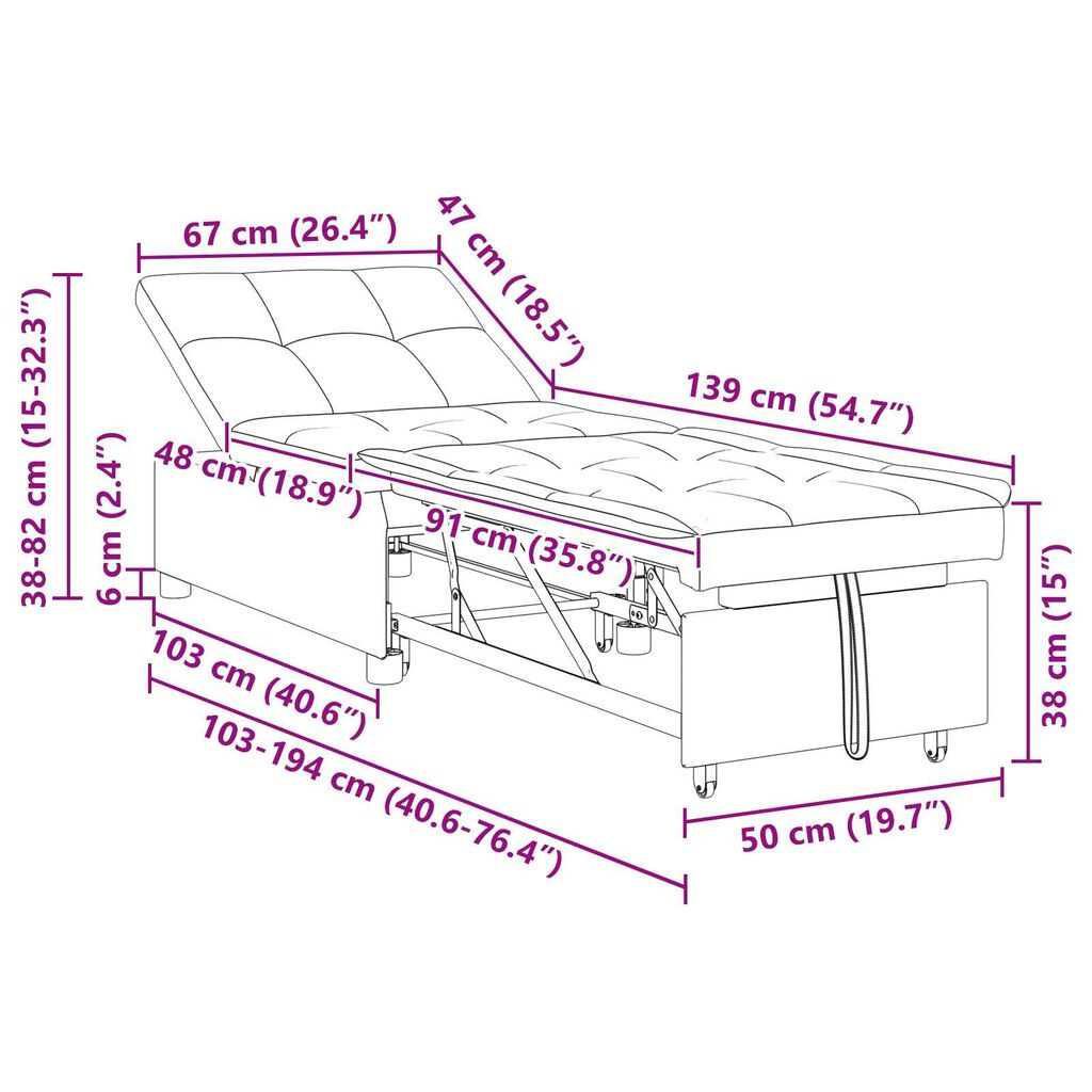 vidaXL Καναπές Κρεβάτι 3-in-1 Pull-Out Σχεδιασμός Μπλε Βελούδο