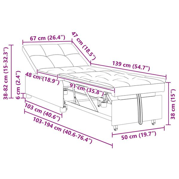 vidaXL Καναπές Κρεβάτι 3-in-1 Pull-Out Σχεδιασμός Μπλε Βελούδο