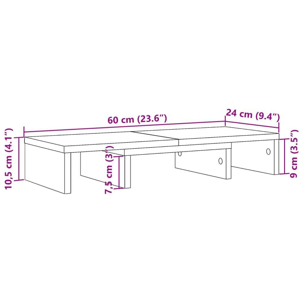 vidaXL Βάση Οθόνης Ρυθμιζόμενο Λευκό 60x24x10,5 εκ. από Επεξ. Ξύλο