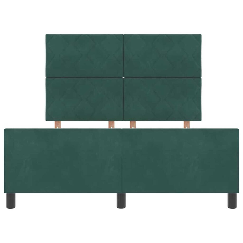 vidaXL Σκελετός Κρεβατιού Σκούρο πράσινο 140 x 190 cm Βελούδο