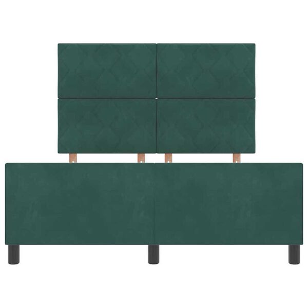 vidaXL Σκελετός Κρεβατιού Σκούρο πράσινο 140 x 190 cm Βελούδο