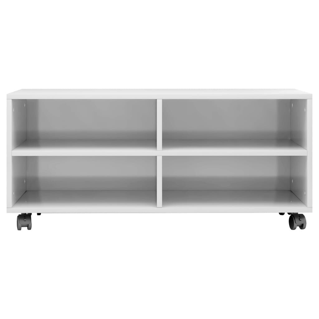 vidaXL Έπιπλο TV με Ρόδες Γυαλιστερό Λευκό 90x35x35 εκ. Μοριοσανίδα