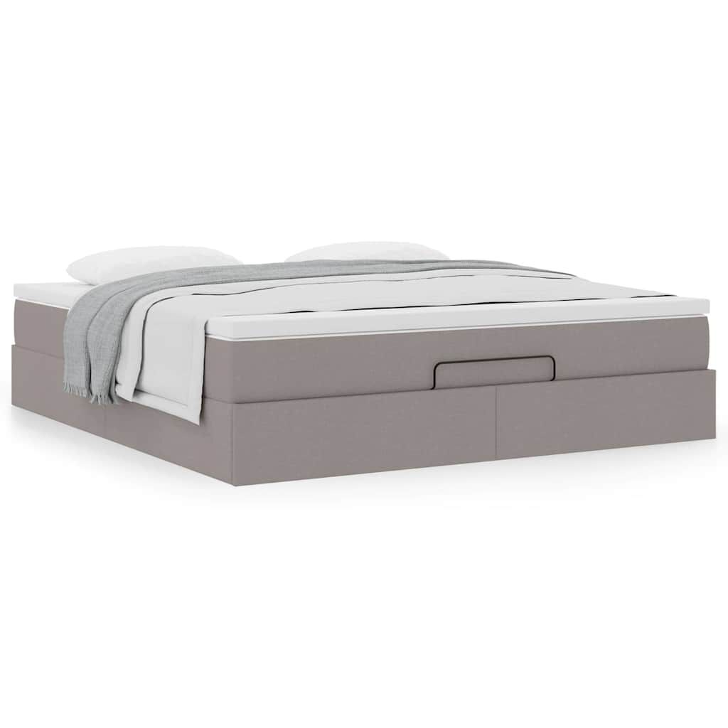 vidaXL Οθωμανικό κρεβάτι με στρώμα Taupe 180x200cm ύφασμα