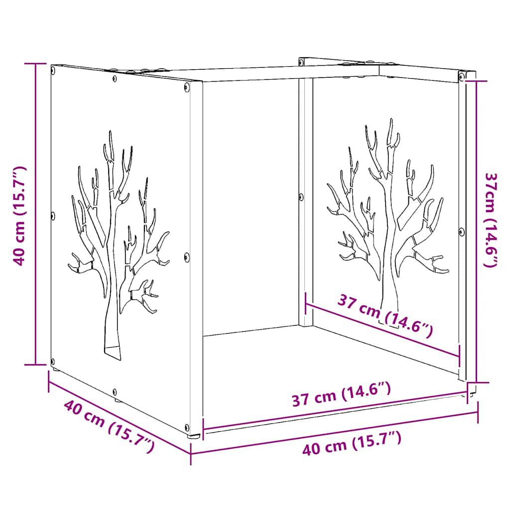 vidaXL Ράφι Καυσόξυλων Μαύρο 40x40x40 εκ. Χάλυβας ψυχρής έλασης