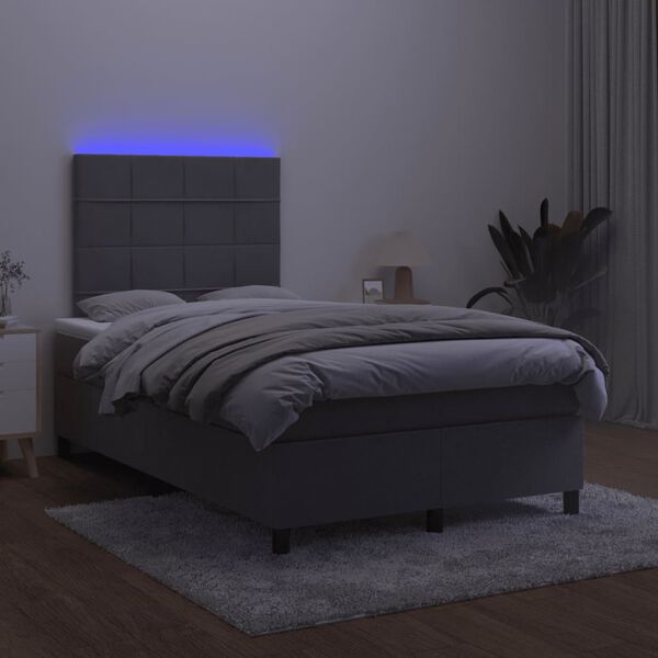 vidaXL &Kappa;&rho;&epsilon;&beta;ά&tau;&iota; Boxspring &mu;&epsilon; &Sigma;&tau;&rho;ώ&mu;&alpha; & LED &Sigma;&kappa;.&Gamma;&kappa;&rho;&iota; 120x190&epsilon;&kappa;. &Beta;&epsilon;&lambda;&omicron;ύ&delta;&iota;&nu;&omicron;