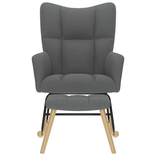 vidaXL Πολυθρόνα Κουνιστή Σκούρο Γκρι Υφασμάτινη με Υποπόδιο