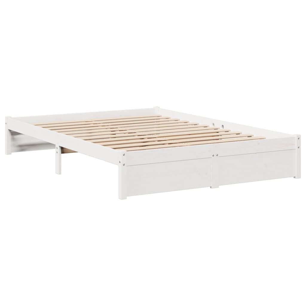 vidaXL Κρεβάτι Βιβλιοθήκη Χωρίς Στρώμα Λευκό 135x190 εκ Μασίφ Πεύκο