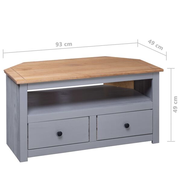 vidaXL Έπιπλο TV Γωνιακό Γκρι 93x49x49 εκ. Μασίφ Ξύλο Πεύκου Panama