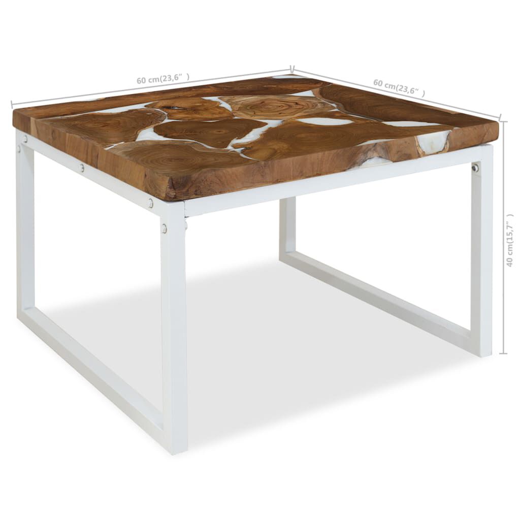 vidaXL Τραπεζάκι Σαλονιού 60 x 60 x 40 εκ. από Ξύλο Teak και Ρητίνη