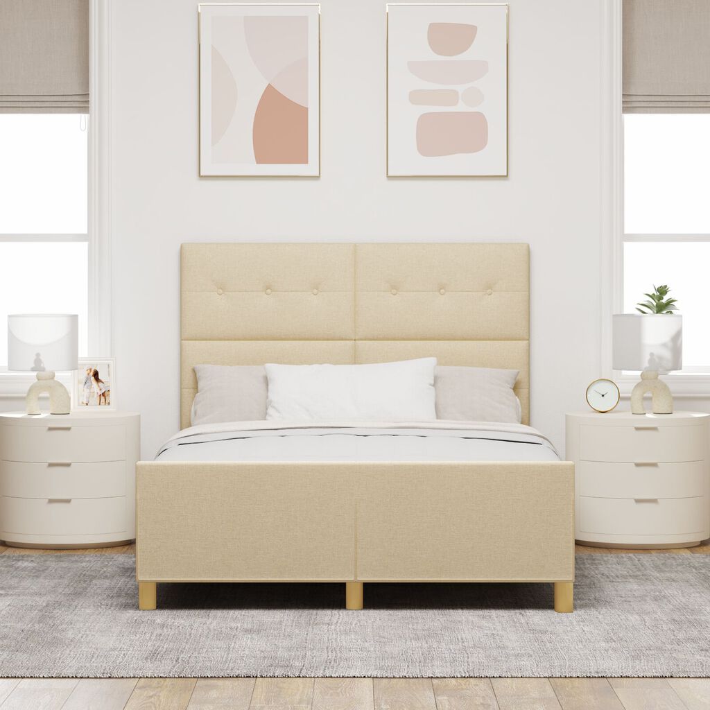 VidaXL Κρεβάτι Κρεμ 140x200 εκ. Υφασμάτινο