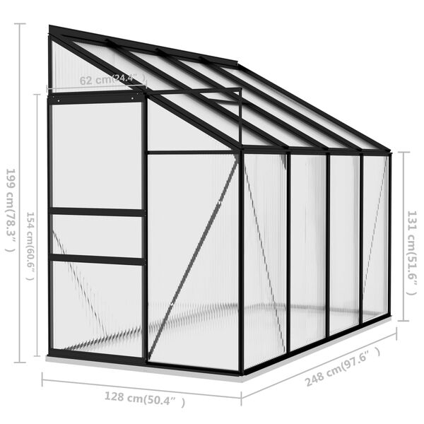 vidaXL Θερμοκήπιο Ανθρακί 5,24 μ³ Αλουμινίου