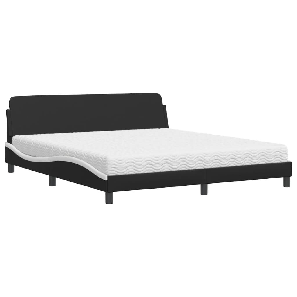 vidaXL Κρεβάτι με Στρώμα Μαύρο/Λευκό 180x200 εκ. από Συνθετικό δέρμα