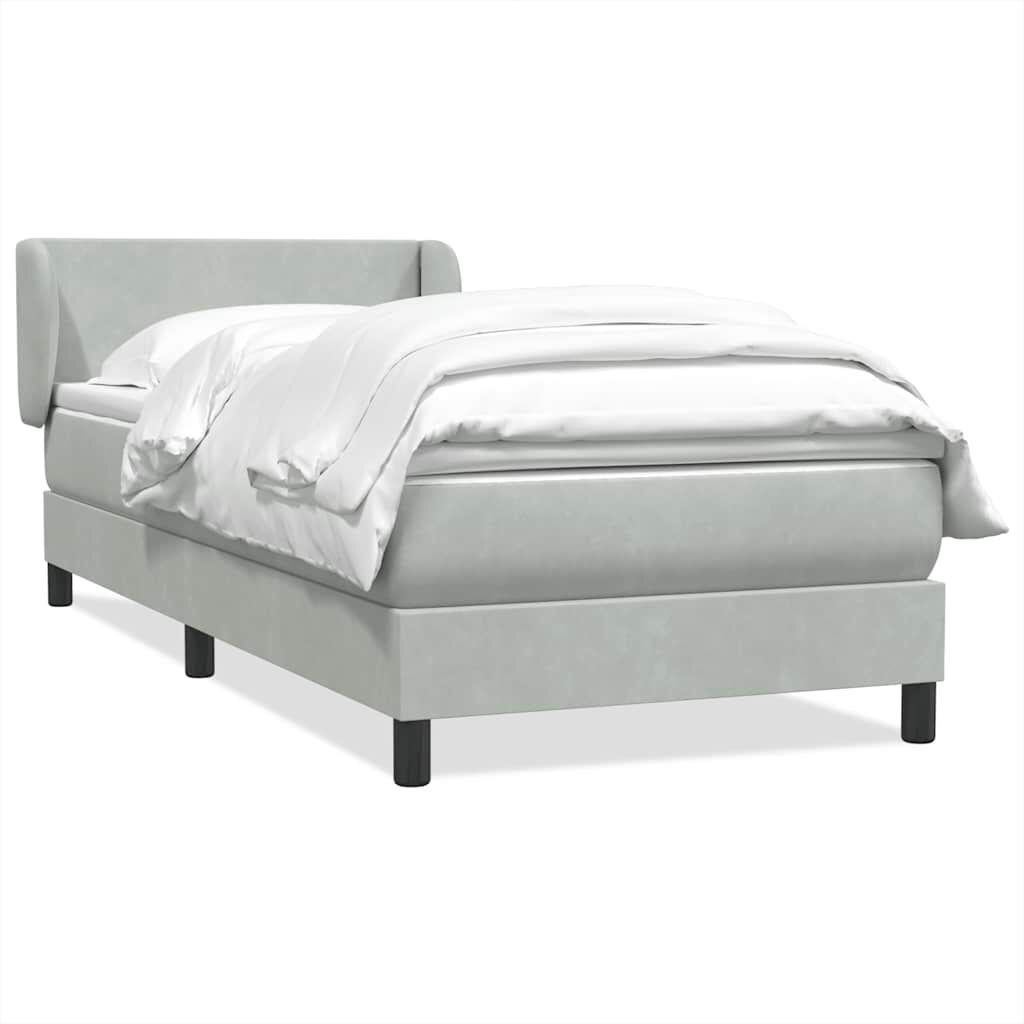 vidaXL Box Spring κρεβάτι με στρώμα ανοιχτό γκρι 90x220 εκ. Βελούδινο