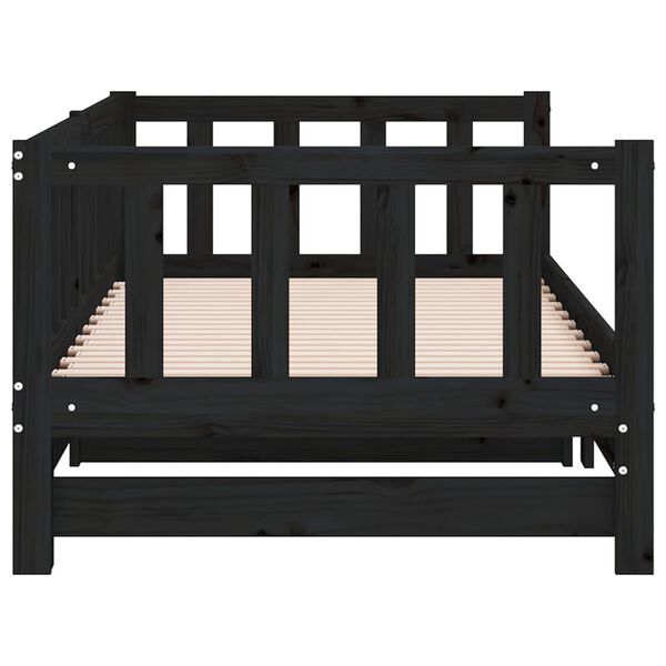 vidaXL Καναπές Κρεβάτι Συρόμενος Μαύρος 2x(90x190) εκ. από Μασίφ Πεύκο