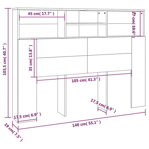 vidaXL Κεφαλάρι Με Αποθηκευτικό Χώρο Sonoma Δρυς 140 x 19 x 103,5 εκ.