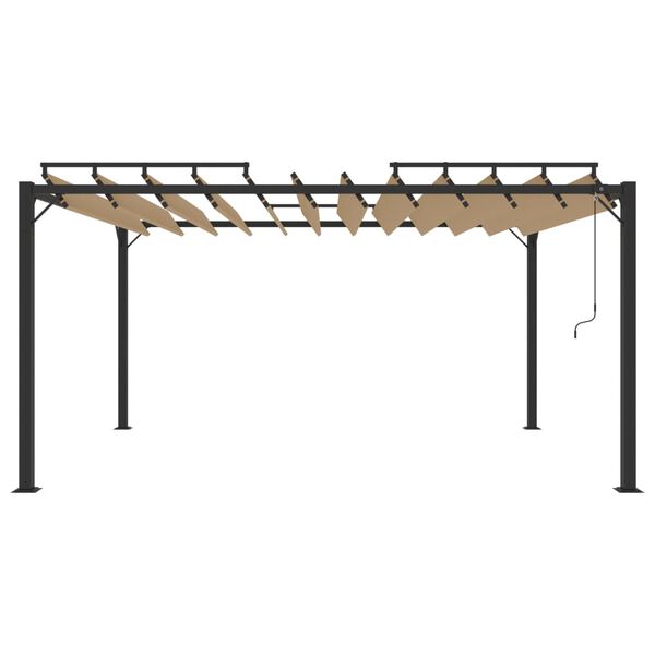 vidaXL Κιόσκι με Ανοιγόμενη Οροφή Taupe 3 x 4 μ. Ύφασμα και Αλουμίνιο