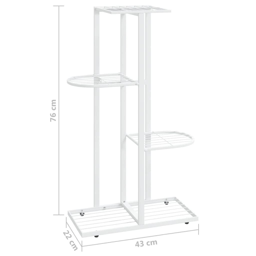 vidaXL Ανθοστήλη 4 Επιπέδων Λευκή 43 x 22 x 76 εκ. Μεταλλική