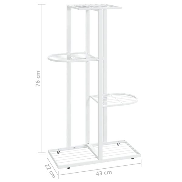 vidaXL Ανθοστήλη 4 Επιπέδων Λευκή 43 x 22 x 76 εκ. Μεταλλική