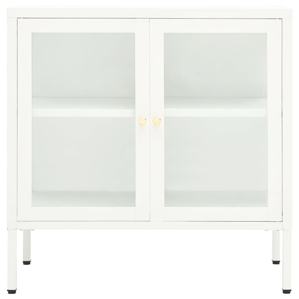 vidaXL Μπουφές Λευκός 70 x 35 x 70 εκ. από Ατσάλι και Γυαλί