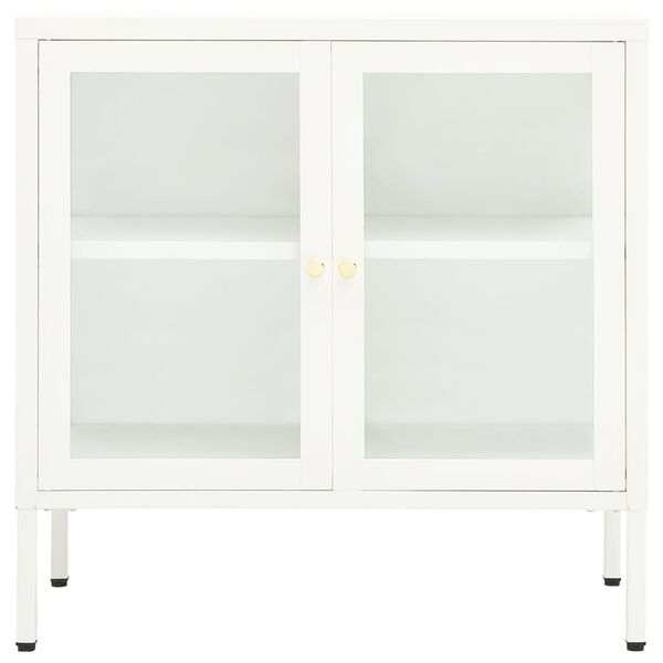 vidaXL Μπουφές Λευκός 70 x 35 x 70 εκ. από Ατσάλι και Γυαλί
