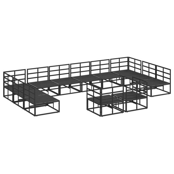vidaXL Σετ Καναπέ Κήπου 12 pcs Μαύρο 423 x 211.5 x 71 εκ Αλουμίνιο