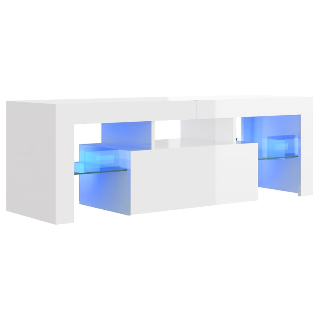 vidaXL Έπιπλο Τηλεόρασης με LED Γυαλιστερό Λευκό 120 x 35 x 40 εκ.