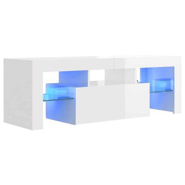 vidaXL Έπιπλο Τηλεόρασης με LED Γυαλιστερό Λευκό 120 x 35 x 40 εκ.