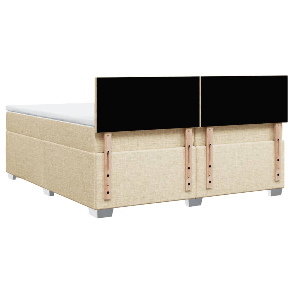 vidaXL Κρεβάτι Boxspring με Στρώμα Κρεμ 200x200 εκ. Υφασμάτινο