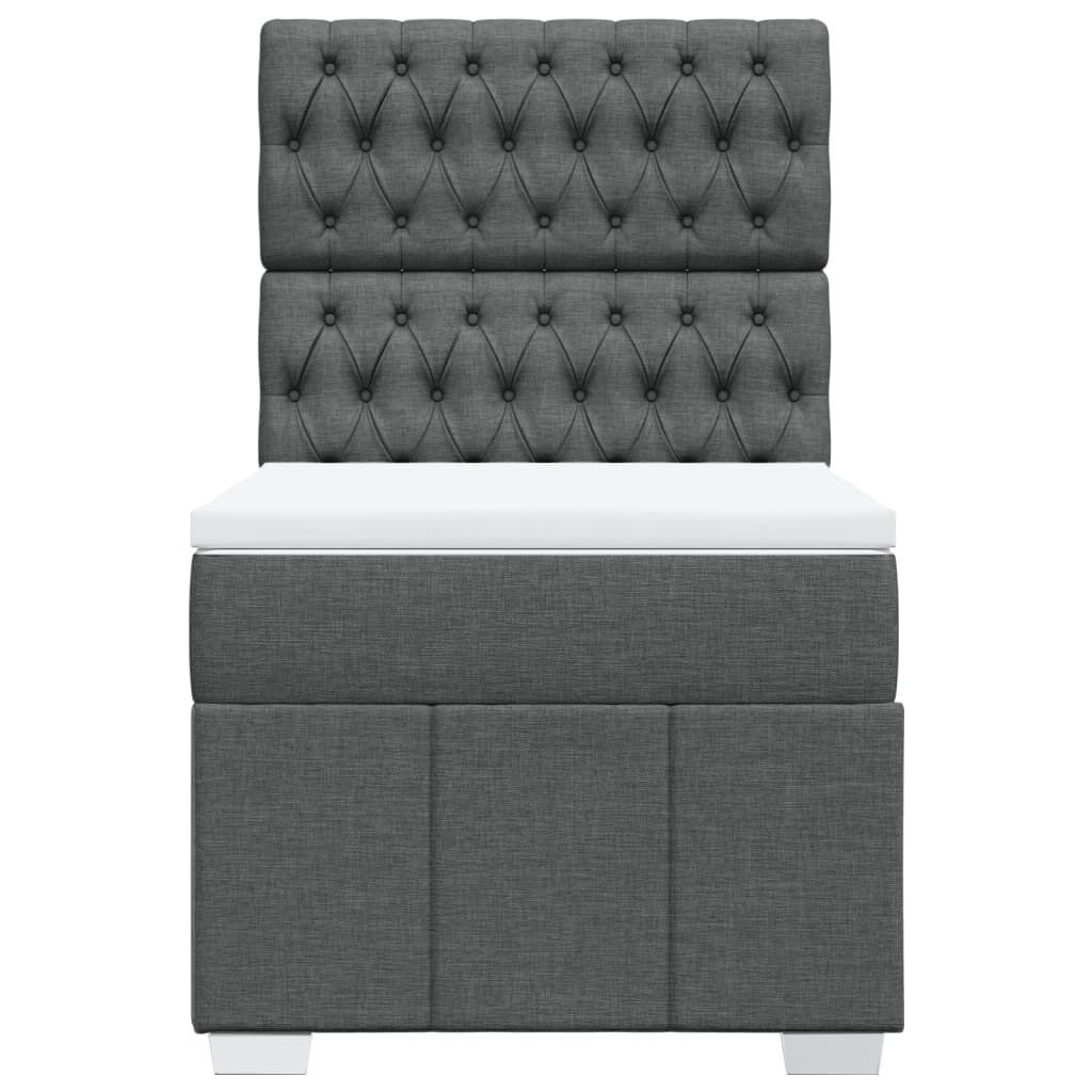vidaXL Κρεβάτι Boxspring με Στρώμα Σκούρο Γκρι 90x190 εκ. Υφασμάτινο