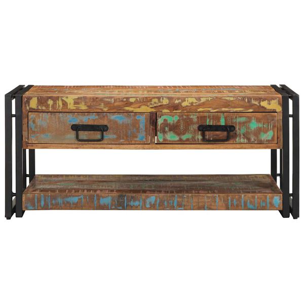 vidaXL Τραπεζάκι σαλονιού πολύχρωμο 90x50x38cm Ξύλο μασίφ αναγεννημένο